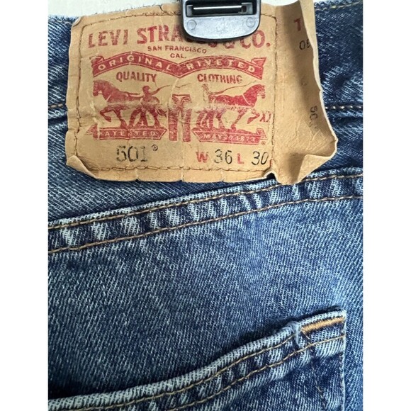 Levis 501xx Button Fly Jeans Mens Sz 36x30 Red Tab Straight Leg Cotton Denim - Picture 5 of 8